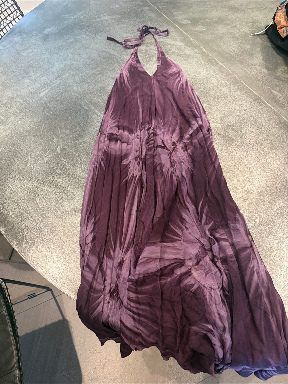 Purple Tie-Dye Halter Maxi Dress